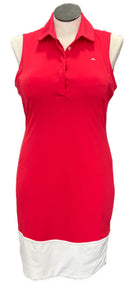J.Lindeberg Red Sleeveless Golf Dress w/White Trim Size XL-1