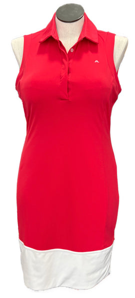 J.Lindeberg Red Sleeveless Golf Dress w/White Trim Size XL