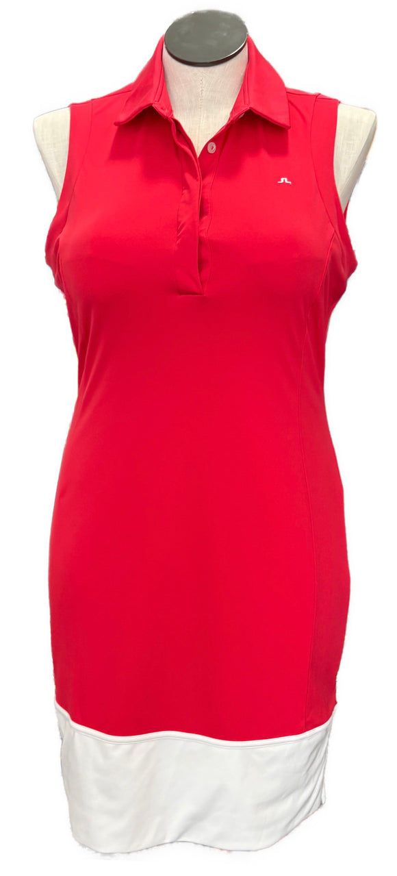 J.Lindeberg Red Sleeveless Golf Dress w/White Trim Size XL