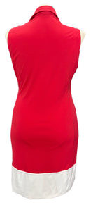 J.Lindeberg Red Sleeveless Golf Dress w/White Trim Size XL-2