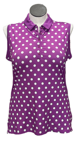 Nike Purple & White Dotted Women's Sleeveless Golf Top Size XL