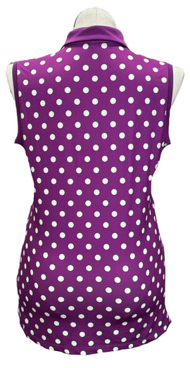 Nike Purple & White Dotted Women's Sleeveless Golf Top Size XL - 0