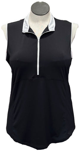 Footjoy Black Women's Sleeveless Golf Top w/White Outlining Size XL