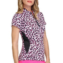 New Tail Activewear Joli Cheetah Short Sleeve Golf Top Size XL MSP$93-1