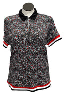 Daily Sports Black, White & Red Patterned Women's Short Sleeve Golf Top Size XXL-1