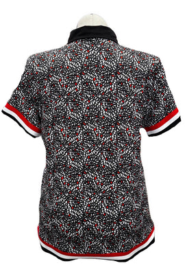 Daily Sports Black, White & Red Patterned Women's Short Sleeve Golf Top Size XXL - 0