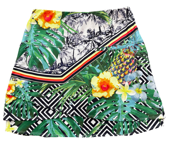 Lucky in Love Green & Yellow Tropical Print Women’s Golf Skort Size M