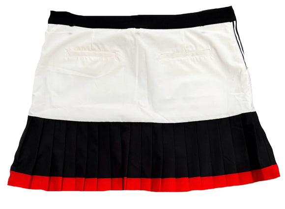 Tribal Sport Women's White Golf Skort w/Black & Red Pleats Size L