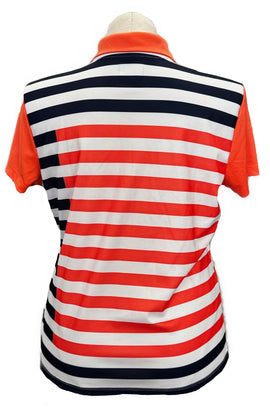 Izod Navy, Orange & White Striped Women's Short Sleeve Golf Top Size XL - 0