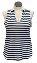 Jofit Navy & White Striped Women's Sleeveless Golf Top Size XL-1