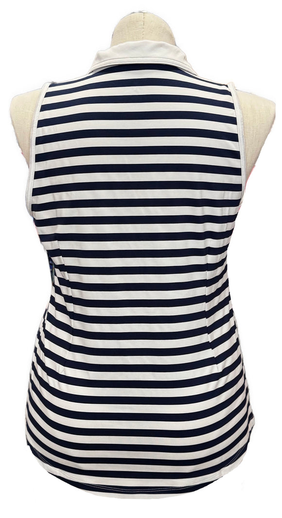 Jofit Navy & White Striped Women's Sleeveless Golf Top Size XL