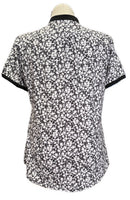 Adidas Black & White Flower Print Women's Short Sleeve Polo w/Logo Size XL-2