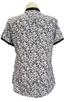Adidas Black & White Flower Print Women's Short Sleeve Polo w/Logo Size XL - 0