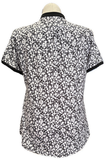 Adidas Black & White Flower Print Women's Short Sleeve Polo w/Logo Size XL - 0