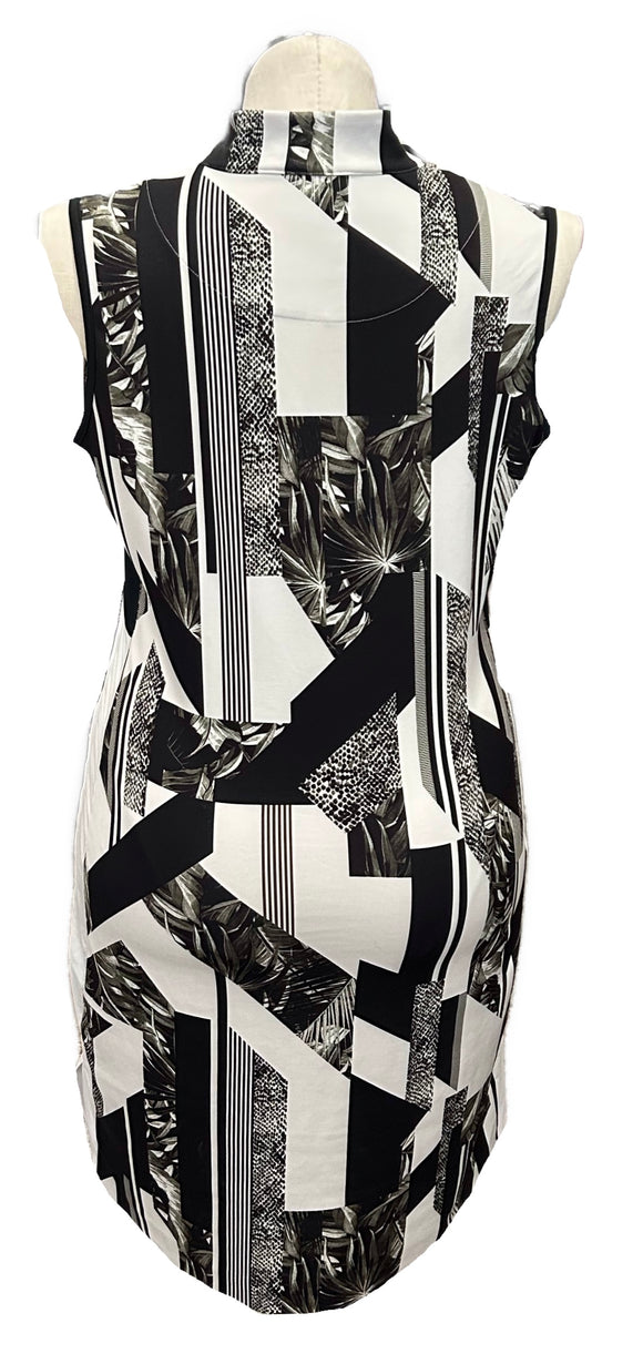 Tail Black & White Tropical & Geometric Patterned Women's Golf Dress Size L