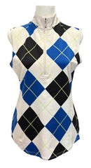 Jofit White, Blue & Black Plaid Women’s Sleeveless Golf Top Size S-1
