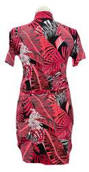 Tail Pink Orange & Black Floral Leaf Print Women's Short Sleeve Golf Dress Size L-2