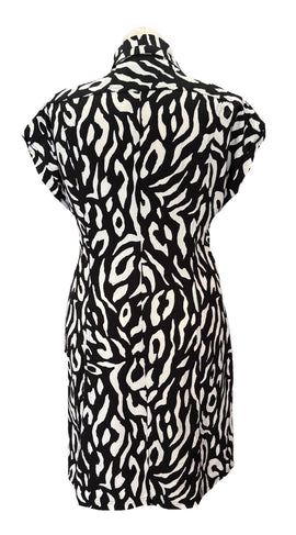Zenergy Black & White Animal Print Women's Short Sleeve Golf Dress Size L - 0