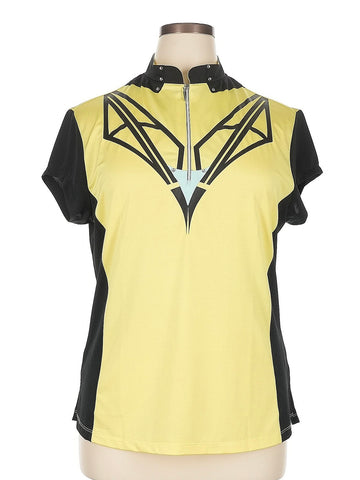 Jamie Sadock Women's Yellow & Black Cap Sleeve Golf Top Size XL MSP$95