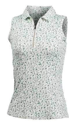 New Adair White & Green Floral Print Women's Kaia Sleeveless Golf Top Size M MSP$80