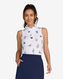Bad Birdie Women's Deserted Print Sleeveless Golf Polo Size L MSP$78-1