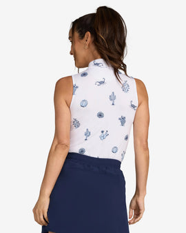 Bad Birdie Women's Deserted Print Sleeveless Golf Polo Size L MSP$78 - 0