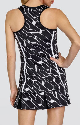 New Tail Activewear Kalindi 32' Tennis Dress - Cascade Geo Onyx MSP$87 - 0