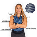 New 2Putt Women's Blue Floral Sleeveless Golf Polo-4