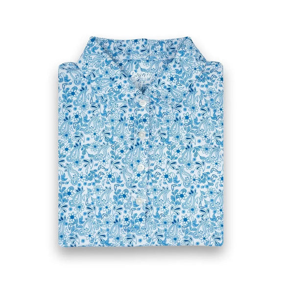 New 2Putt Women's Blue Paisley Sleeveless Golf Polo