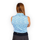 New 2Putt Women's Blue Paisley Sleeveless Golf Polo-3