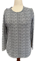 Ibkul Women's Black Greek Key Print Longsleeve Crew Sun Shirt Size L MSP$90-2