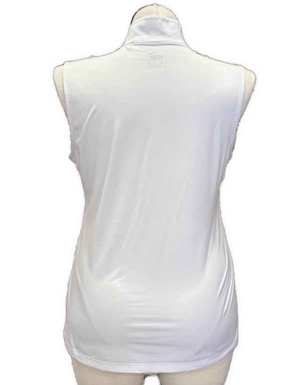 Puma Women's White Sleeveless Zip Mock Golf Polo Size XL MSP$50