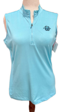 EP NY Women's Aqua Sleeveless Golf Polo w/ Logo Size L MSP$88