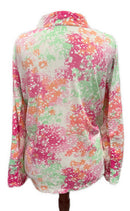 Ibkul Green & Pink Splatter Long Sleeve Mock Sunshirt Size XXL-2