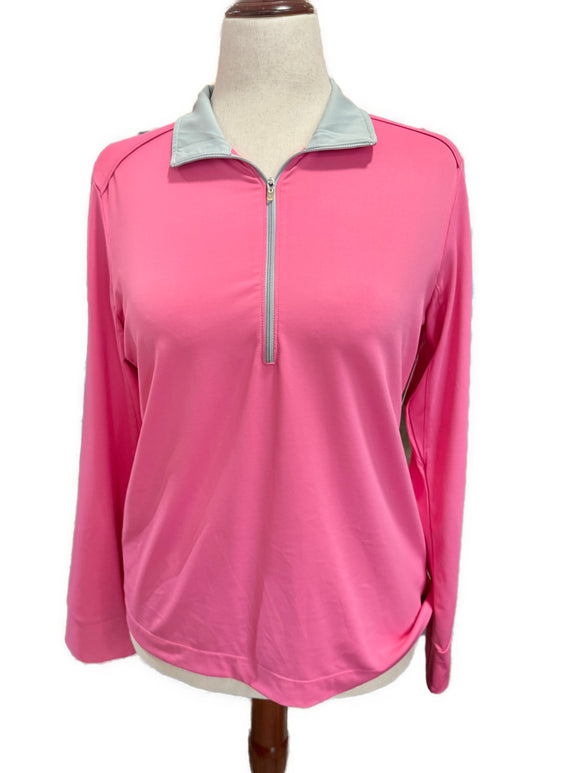 Greg Norman 1/4 Zip Pink Pullover Size Large