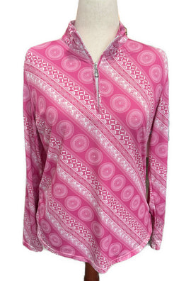 San Soleil Pink & White Patterned Pullover Size L. MSP$90