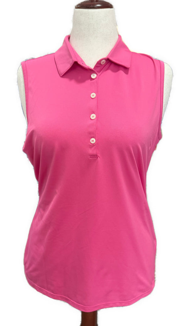 Greg Norman Women's Hot Pink Sleeveless Pique Golf Polo Size M