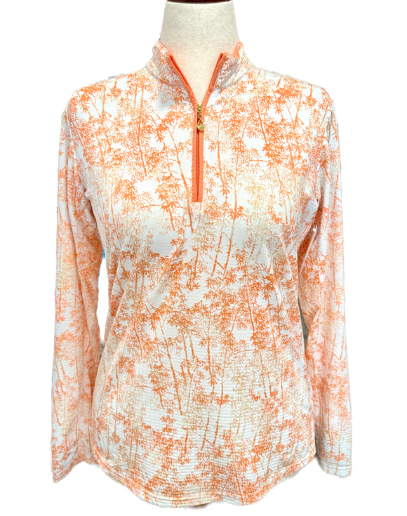 San Soleil Women's White & Coral Longsleeve Sun Shirt Size L