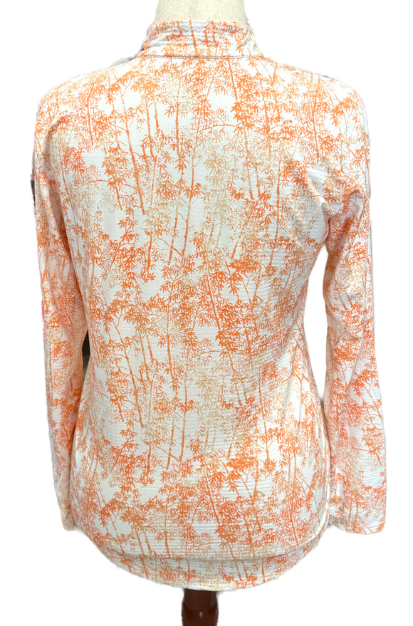 San Soleil Women's White & Coral Longsleeve Sun Shirt Size L