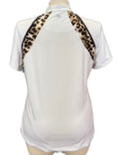 Tail Women's White Short Sleeve Golf Top w/Cheetah Insets Size XL MSP$92-2