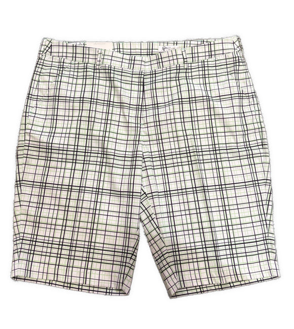 New Greg Norman Green Black & White Plaid Golf Shorts Size 16 MSP$75