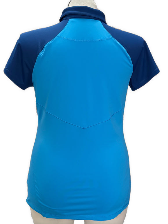 Annika by Cutter & Buck Turquoise & Navy Golf Polo w/Logo Size L