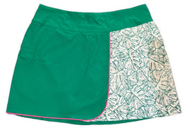 Lady Hagen Green & White Tropical Leaf Print Golf Skort Size 3X