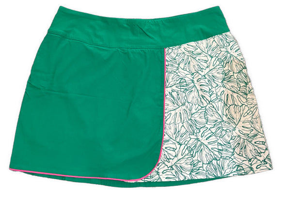 Lady Hagen Green & White Tropical Leaf Print Golf Skort Size 3X