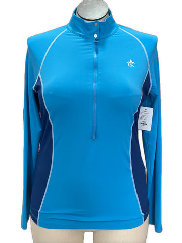 Annika by Cutter & Buck Turquoise & Navy Zip Golf Pullover Size L