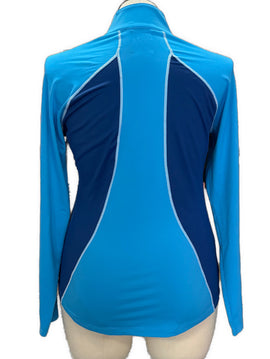 Annika by Cutter & Buck Turquoise & Navy Zip Golf Pullover Size L - 0