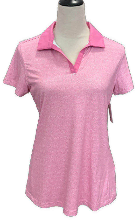 Adair Pink Heathered Women's Short Sleeve Golf Top Size M