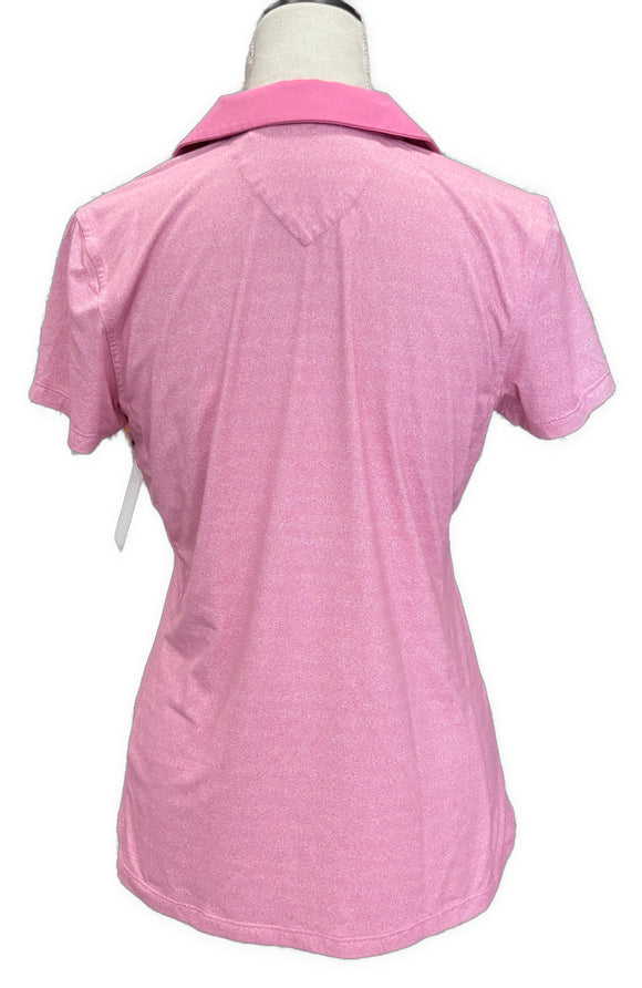 Adair Pink Heathered Women's Short Sleeve Golf Top Size M