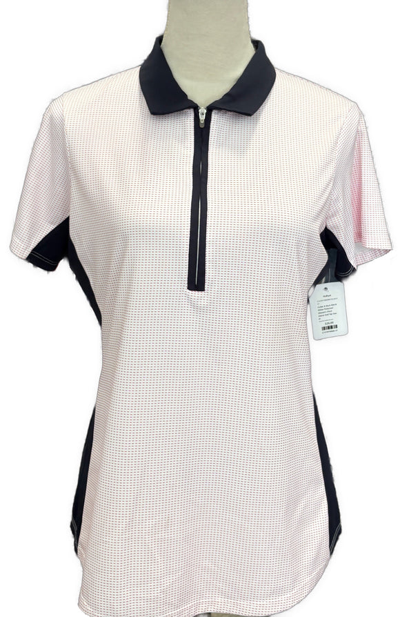 Cutter & Buck White w/Red Patterned Women's Short Sleeve Golf Top Size M