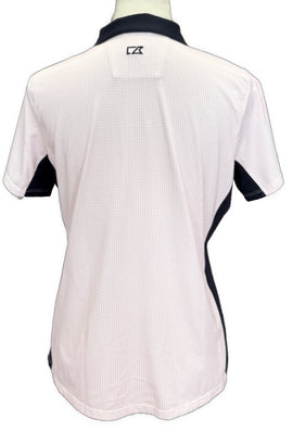 Cutter & Buck White w/Red Patterned Women's Short Sleeve Golf Top Size M - 0